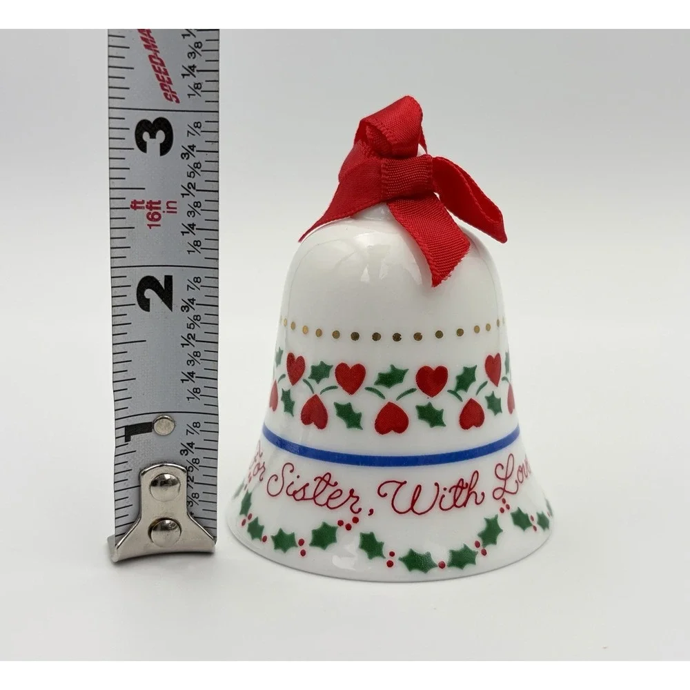 Vintage 1985 Hallmark Keepsake Sister Ceramic Bell Christmas Ornament New In Box